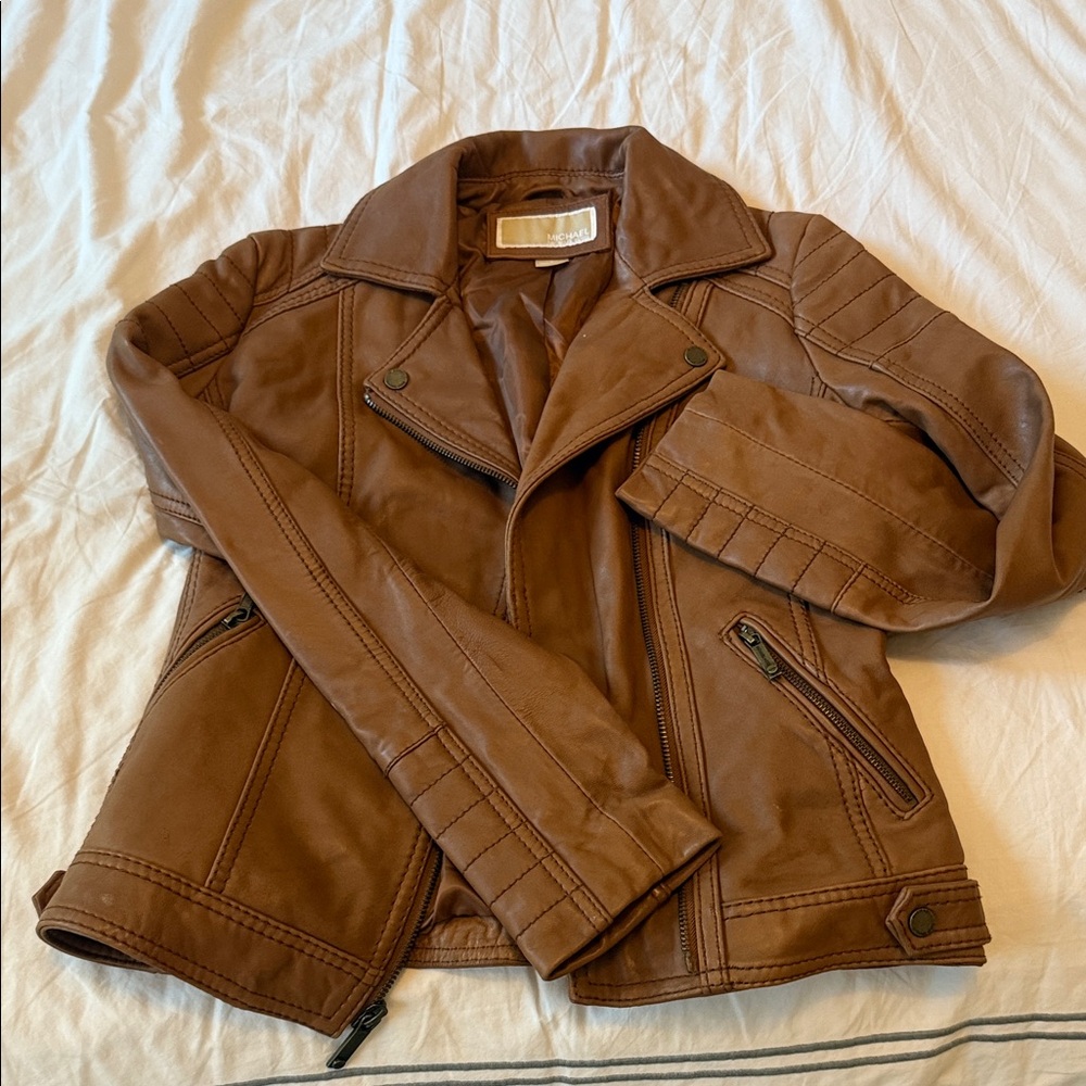 Michael Kors Tan Leather Women's Jacket